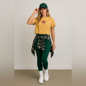 Hurley 100% Cotton Rose Boxy Semi Cropped Relaxed Baby Tee in Yellow, Size XL